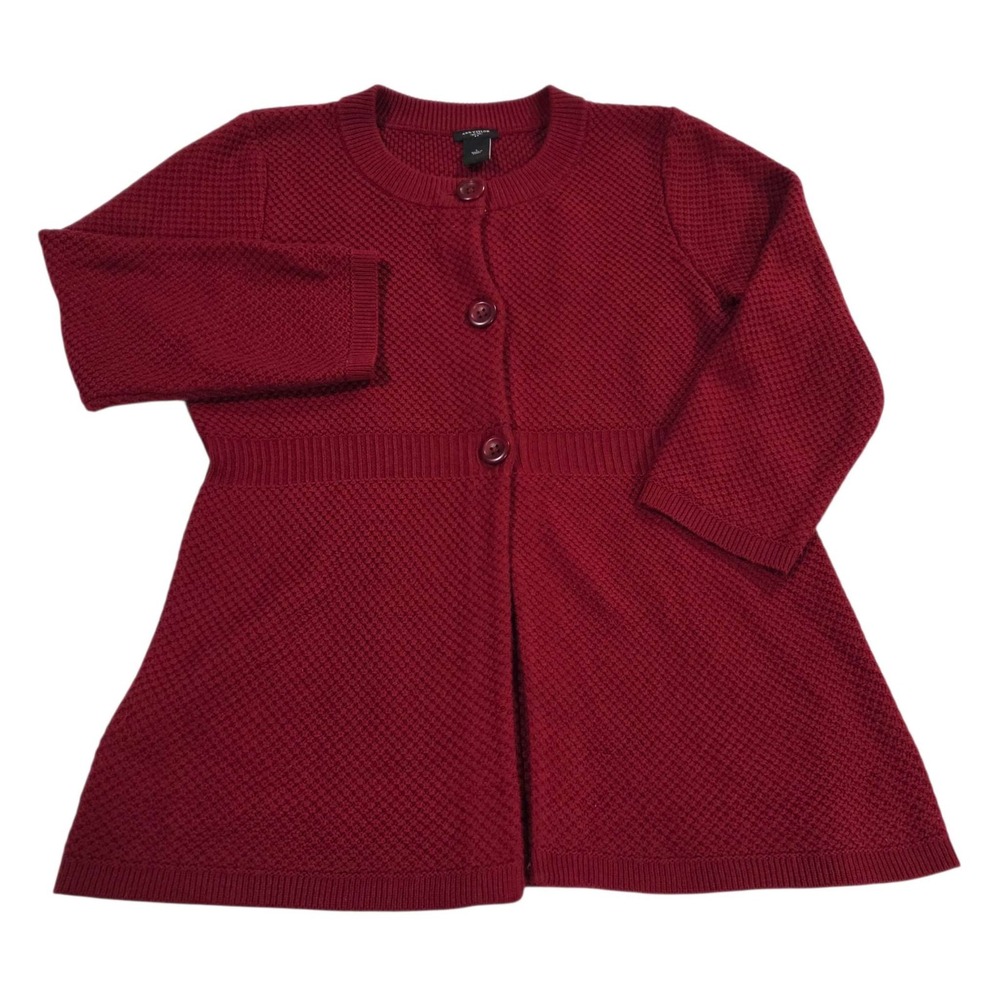 Ann Taylor Women's Red Knit Cardigan Sweater Button Front Size L Rabbit‎ Hair